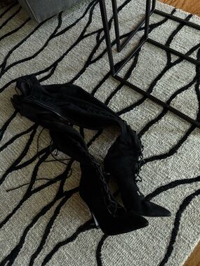 Lace Up Knee High Heels